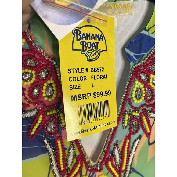 Banana Boat NEW NWT SPF 25+ Sun Protection Floral V Neck Coverup Dress Woman’s - Picture 10 of 11